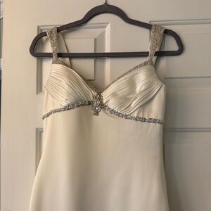 Chic Cream Wedding Dress with Silver Details